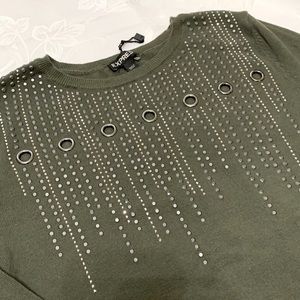 EXPRESS silver & dark green sweater